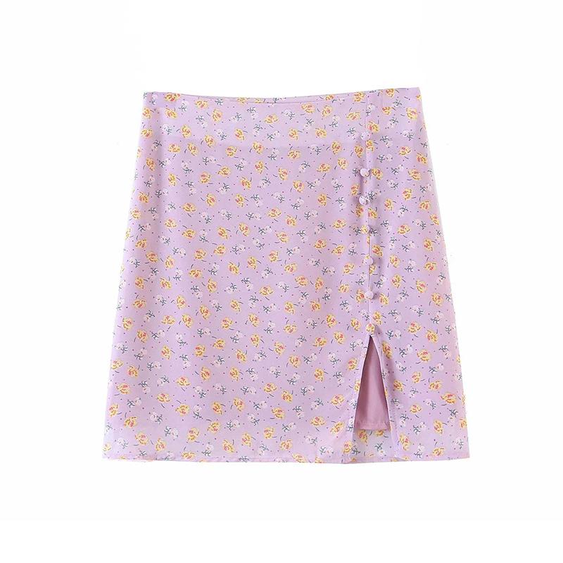 Elegant Boho Floral Print Short Chiffon Skirt