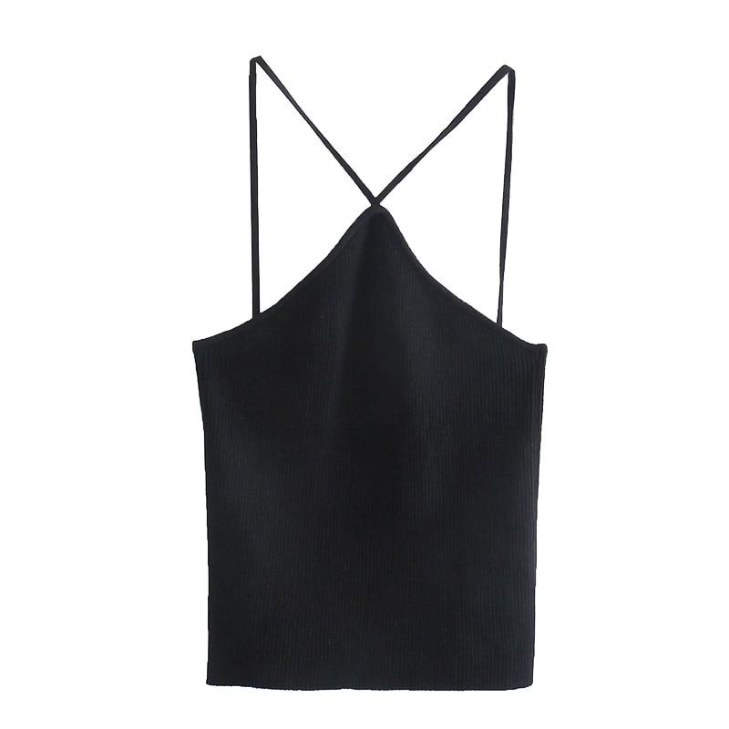 Hollow Out Cropped Knit Tank Tops