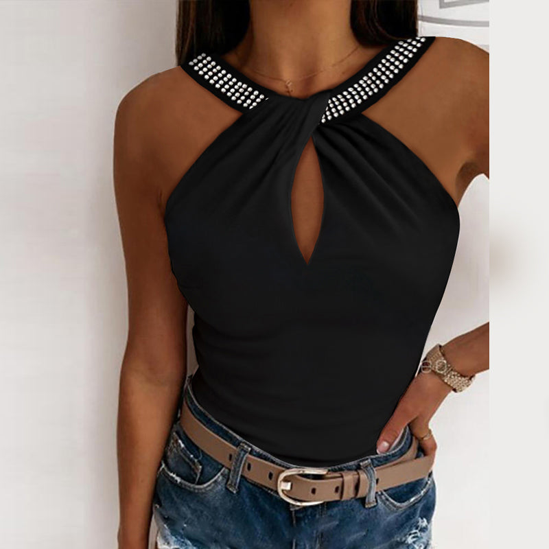 Sexy Beads Hollow Vest Shirts