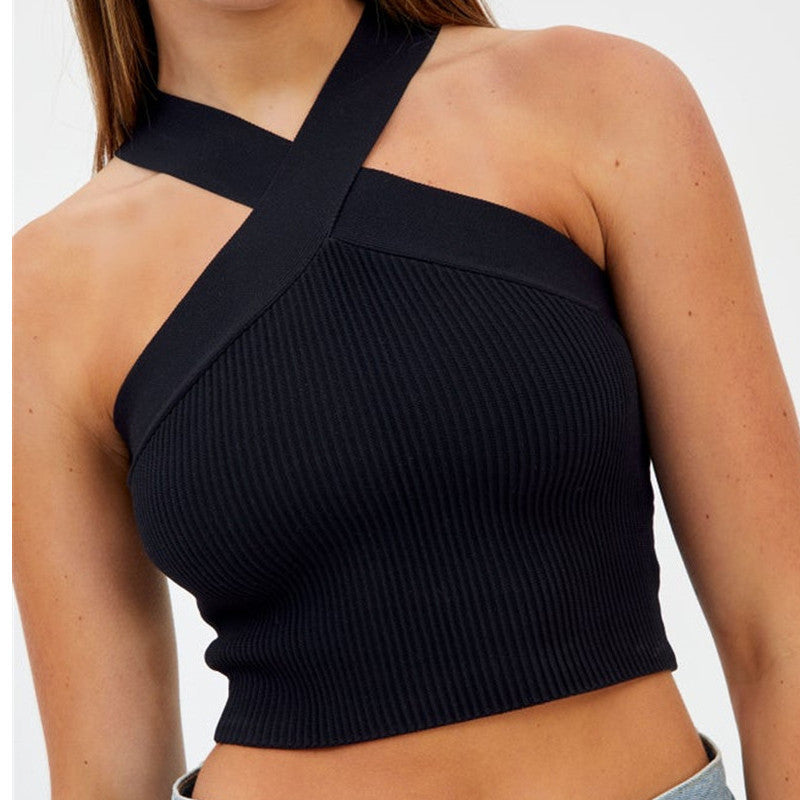 Cross Halterneck Knitted Camisole